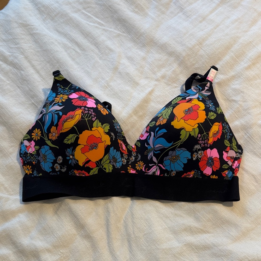 PINK Floral Print Lightly Lined Wireless Bra